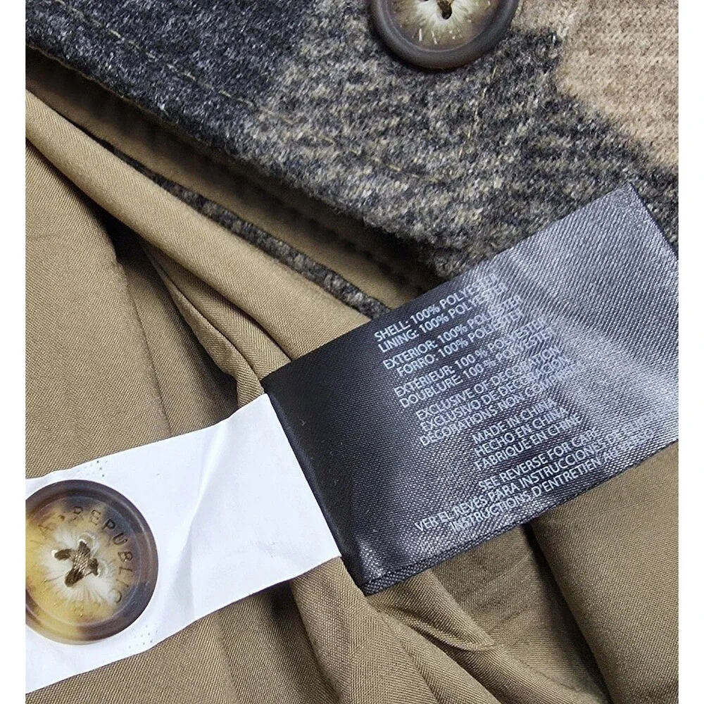 Banana Republic Heavyweight Shacket Tan Brown Plaid Button Shirt Jacket Men's M